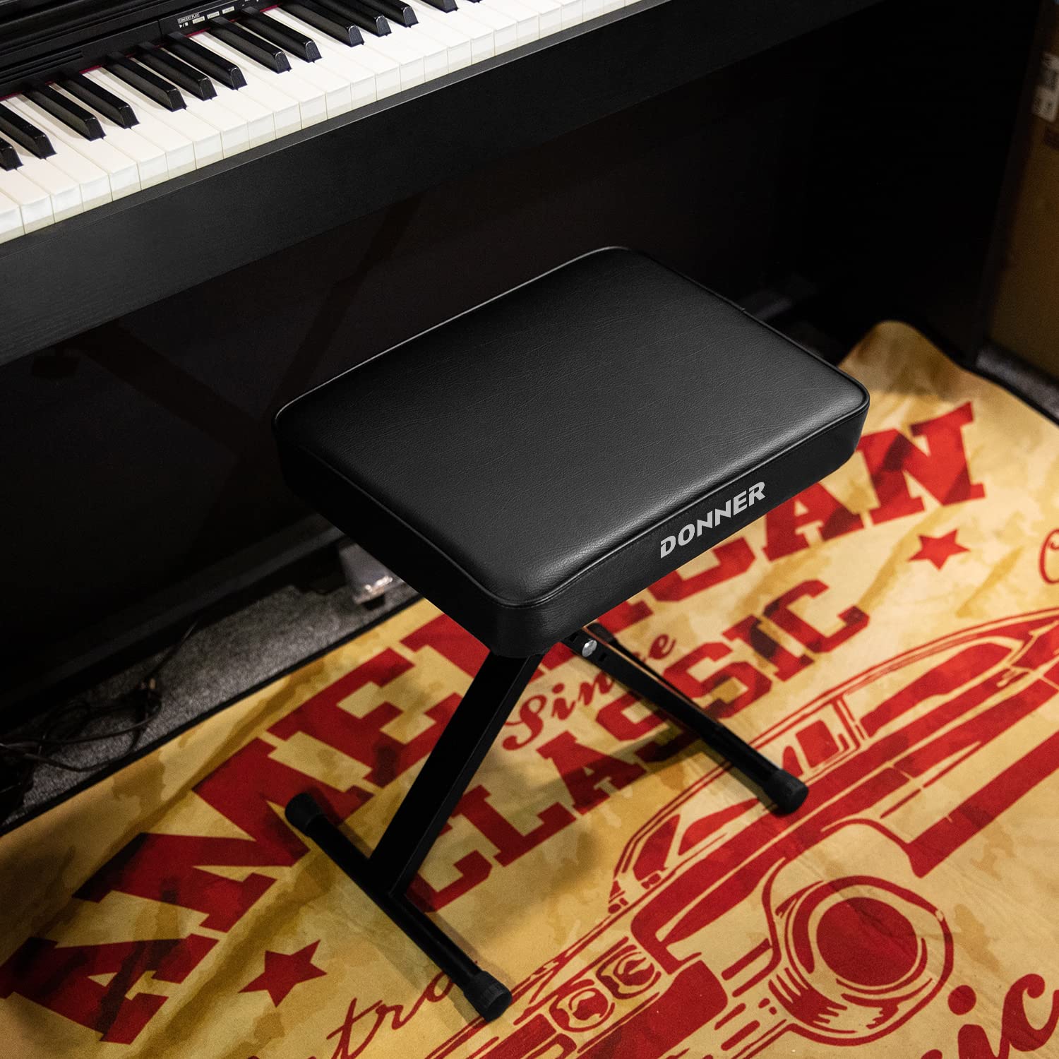 Donner Taburete de piano en forma de X regulable en altura - Image 6